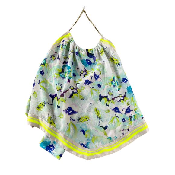 NWT Express Multicolored Floral Gold-Tone Chain Halter Top Women's Size XS - Picture 1 of 5